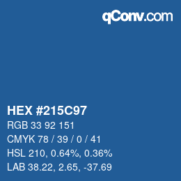 Color code: HEX #215C97 | qconv.com