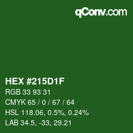 Color code: HEX #215D1F | qconv.com