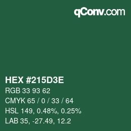 Color code: HEX #215D3E | qconv.com