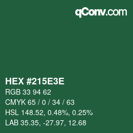 Color code: HEX #215E3E | qconv.com