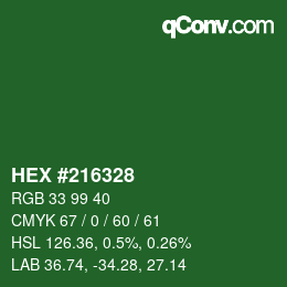 Color code: HEX #216328 | qconv.com