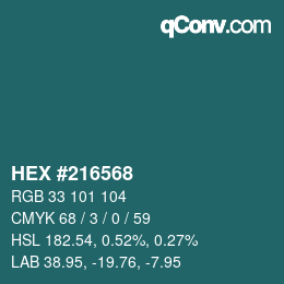 Color code: HEX #216568 | qconv.com