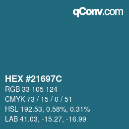 Color code: HEX #21697C | qconv.com