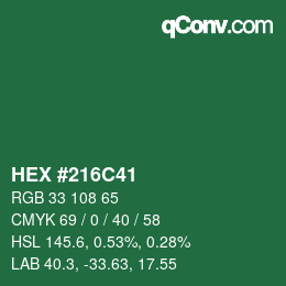 Color code: HEX #216C41 | qconv.com