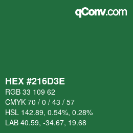 Color code: HEX #216D3E | qconv.com