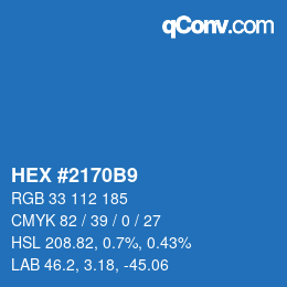 Farbcode: HEX #2170B9 | qconv.com