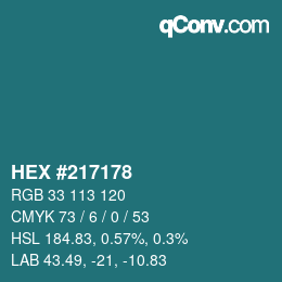 Color code: HEX #217178 | qconv.com