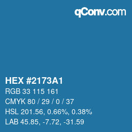 颜色代码: HEX #2173A1 | qconv.com