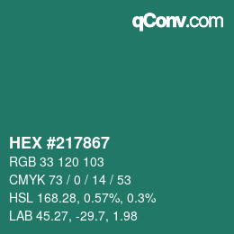 Color code: HEX #217867 | qconv.com