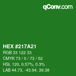 Color code: HEX #217A21 | qconv.com