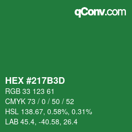 Color code: HEX #217B3D | qconv.com