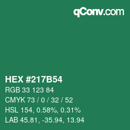 Color code: HEX #217B54 | qconv.com