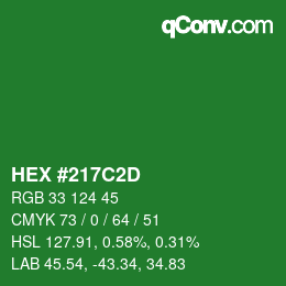 Color code: HEX #217C2D | qconv.com