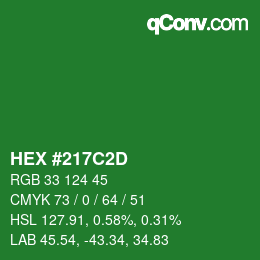 Color code: HEX #217C2D | qconv.com