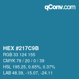 Color code: HEX #217C9B | qconv.com