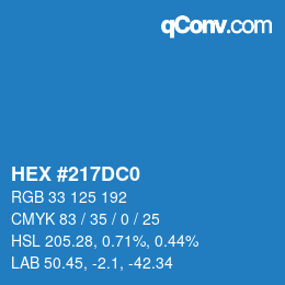 Farbcode: HEX #217DC0 | qconv.com
