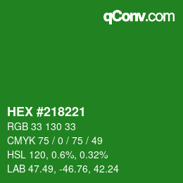 颜色代码: HEX #218221 | qconv.com