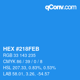 Color code: HEX #218FEB | qconv.com