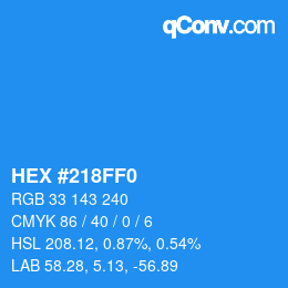 Color code: HEX #218FF0 | qconv.com