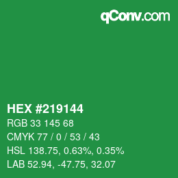 カラーコード: HEX #219144 | qconv.com