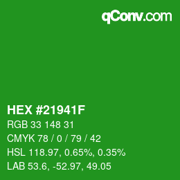 Color code: HEX #21941F | qconv.com