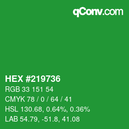 Farbcode: HEX #219736 | qconv.com