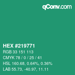 Color code: HEX #219771 | qconv.com