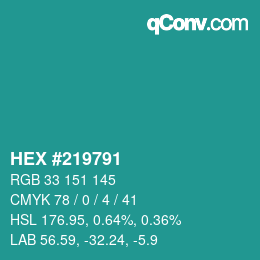 Color code: HEX #219791 | qconv.com