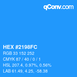 Color code: HEX #2198FC | qconv.com