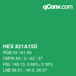 Color code: HEX #21A15D | qconv.com
