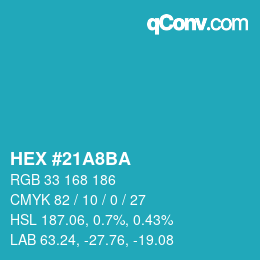 Color code: HEX #21A8BA | qconv.com