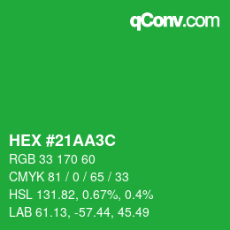 Color code: HEX #21AA3C | qconv.com