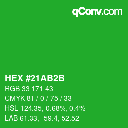 Color code: HEX #21AB2B | qconv.com