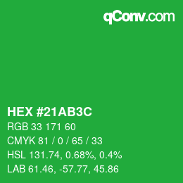 Color code: HEX #21AB3C | qconv.com