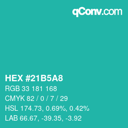 Color code: HEX #21B5A8 | qconv.com