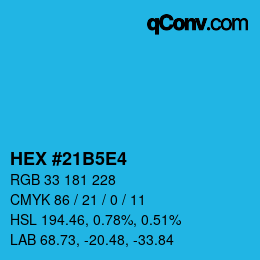 カラーコード: HEX #21B5E4 | qconv.com