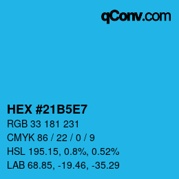 Code couleur: HEX #21B5E7 | qconv.com