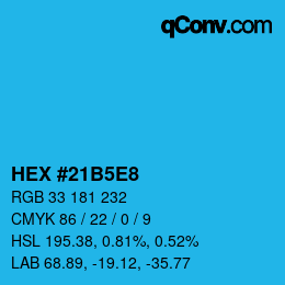 Farbcode: HEX #21B5E8 | qconv.com