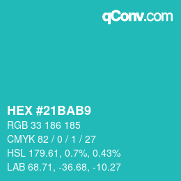 Color code: HEX #21BAB9 | qconv.com