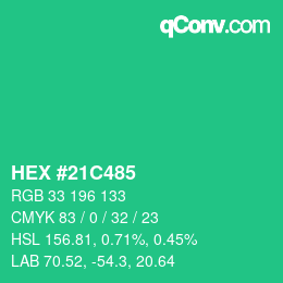 Color code: HEX #21C485 | qconv.com