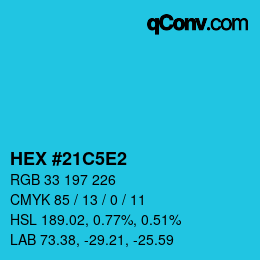 Color code: HEX #21C5E2 | qconv.com