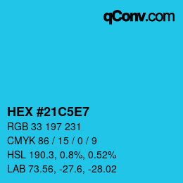 Color code: HEX #21C5E7 | qconv.com