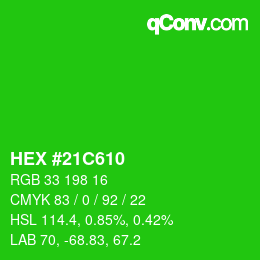 颜色代码: HEX #21C610 | qconv.com