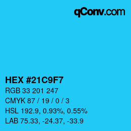 Color code: HEX #21C9F7 | qconv.com