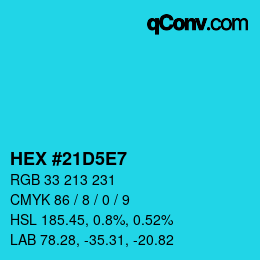 Color code: HEX #21D5E7 | qconv.com