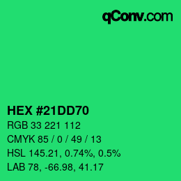 Color code: HEX #21DD70 | qconv.com