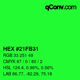 カラーコード: HEX #21FB31 | qconv.com