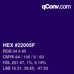 Color code: HEX #22005F | qconv.com