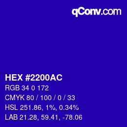 カラーコード: HEX #2200AC | qconv.com