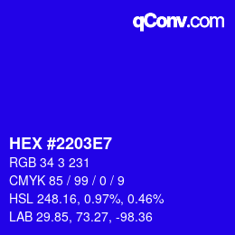 Color code: HEX #2203E7 | qconv.com